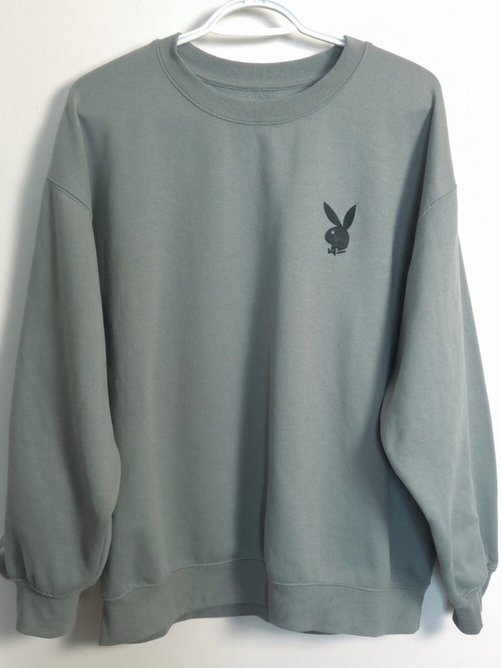 Playboy Licensed Crewneck Sweatshirt Gray Green Logo Pullover Men’s Large Street